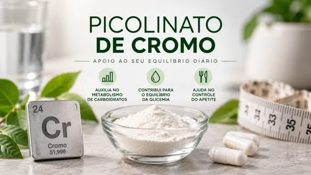 Pessoa adulta lendo o rótulo de um frasco genérico de suplemento ao lado de alimentos frescos em uma mesa de cozinha